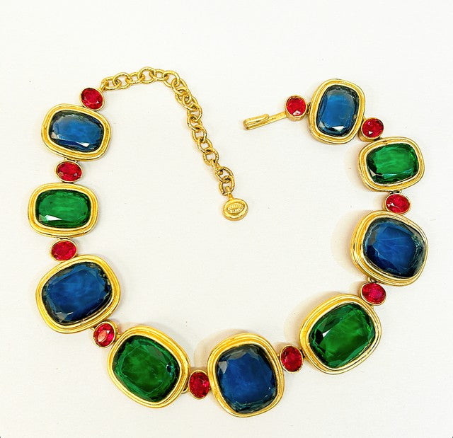 Stunning rare 90’s signed Kenneth Lane statement necklace.