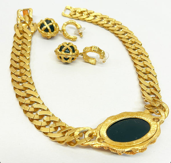 Rare Monet signed couture necklace &amp; earring set.
