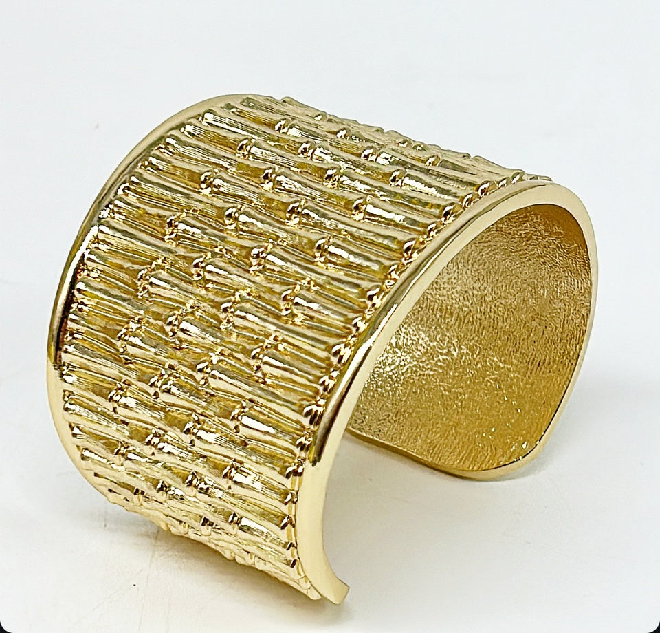 "The Lilly" - Statement Bamboo Cuff - Gold Plated Bamboo Cuff