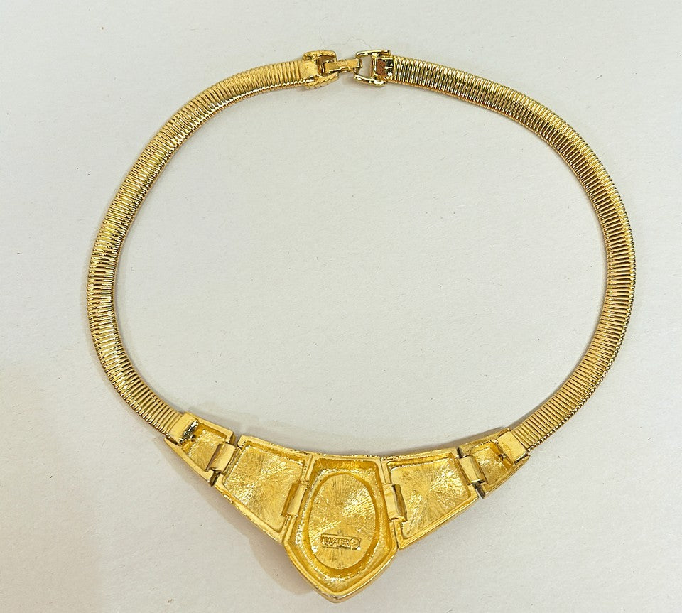 1970’s classic Napier faux pearl collar style omega chain necklace.