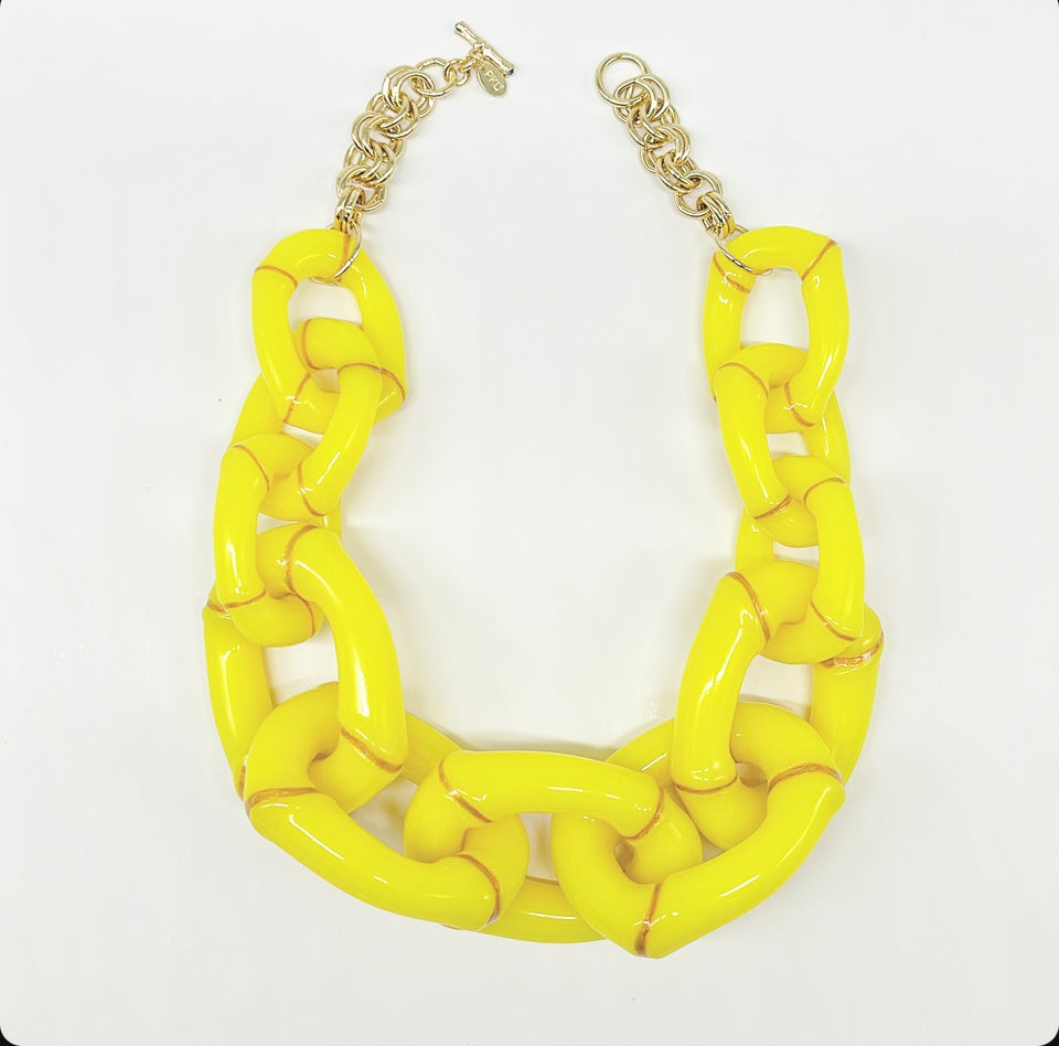 "The Lily"  Bamboo Link Necklace - Yellow