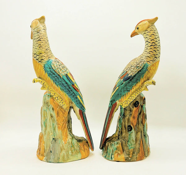 Vintage extra large pair of chinoiserie style birds.