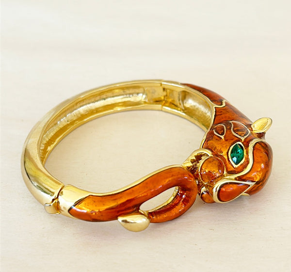90s panther head bangle bracelet- hinged with clasp