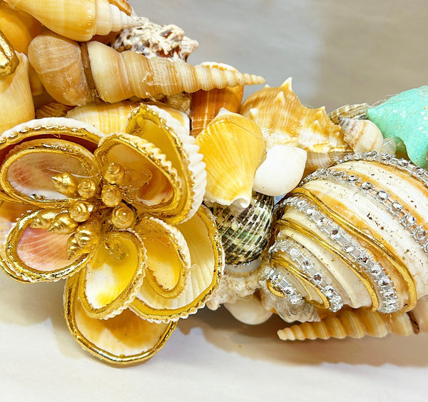 Jeweled Blue Seashell Wreath