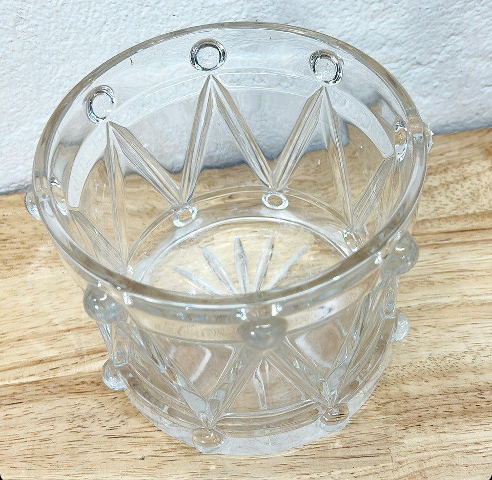 Vintage 80’s glass cut smaller ice bucket