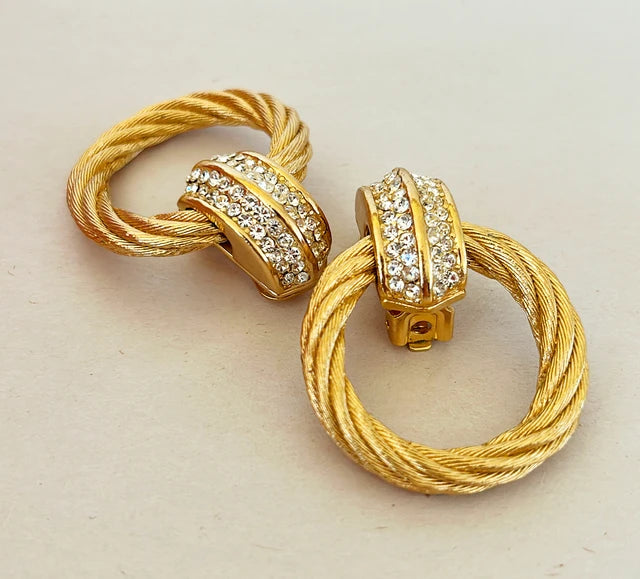 Classic vintage 1980s extra large statement Christian Dior signed clip on earrings.