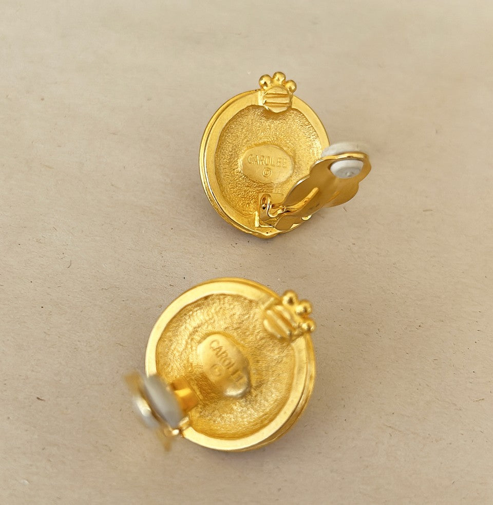 Classic 1990s clip on signed designer earrings by Carolee.