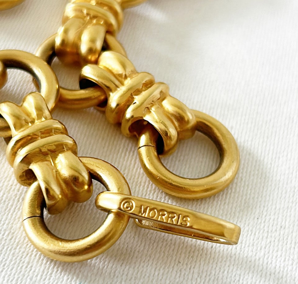 Signed Robert Lee Morris thick gold link designer necklace
