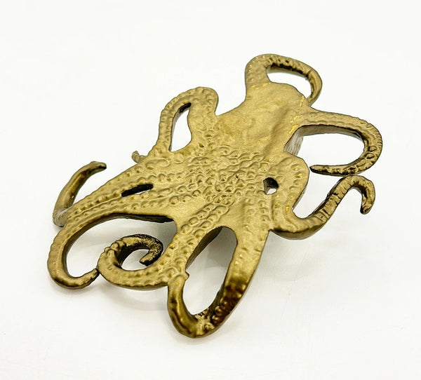 Decorative aged gold metal octopus figure