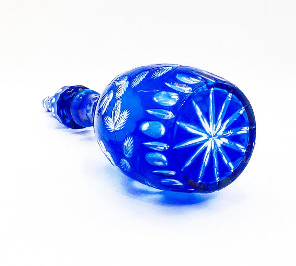 Beautiful Blue Cobalt Cut Glass Decanter