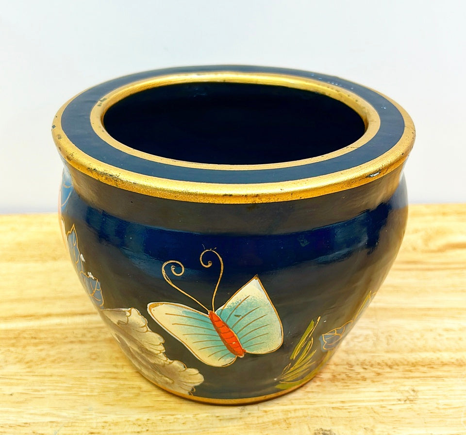 80s mini sized chinoiserie style decorative planter.