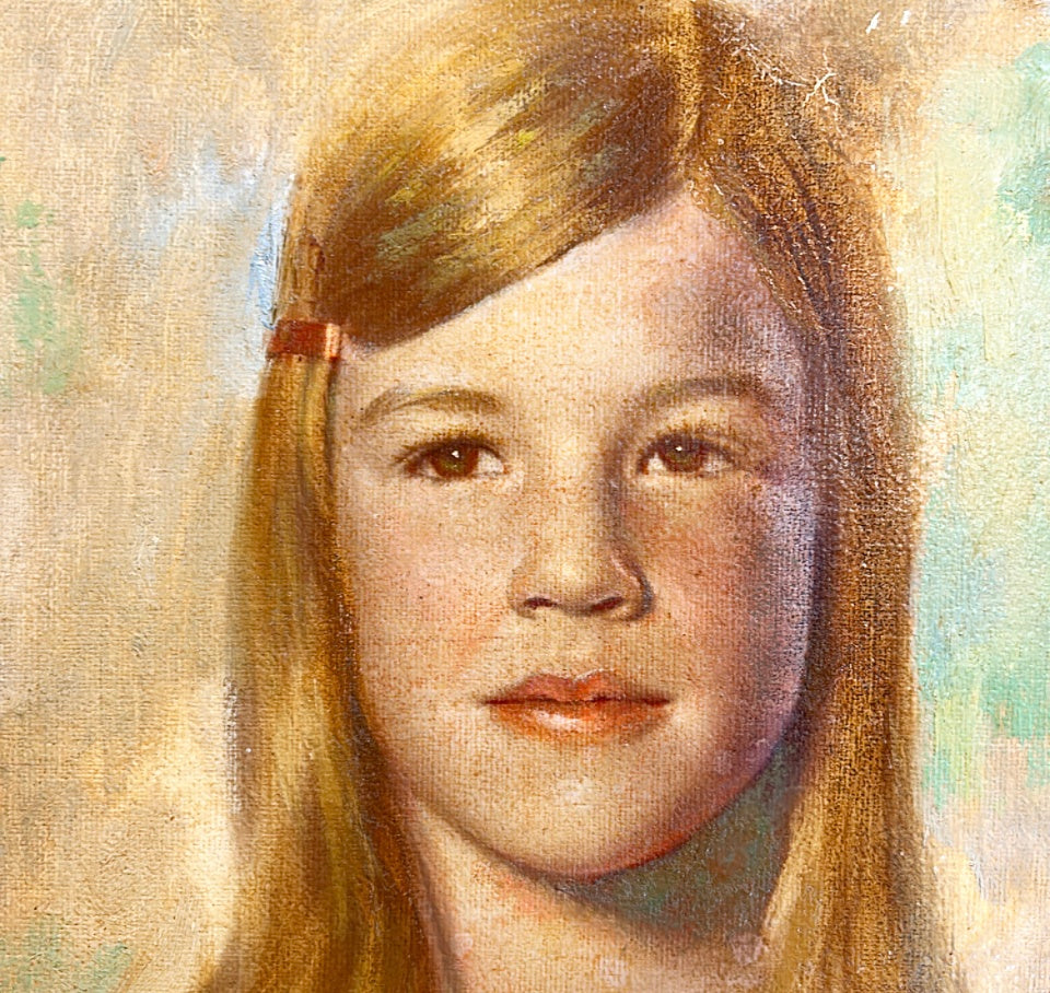 Original oil on board signed portrait of young girl.