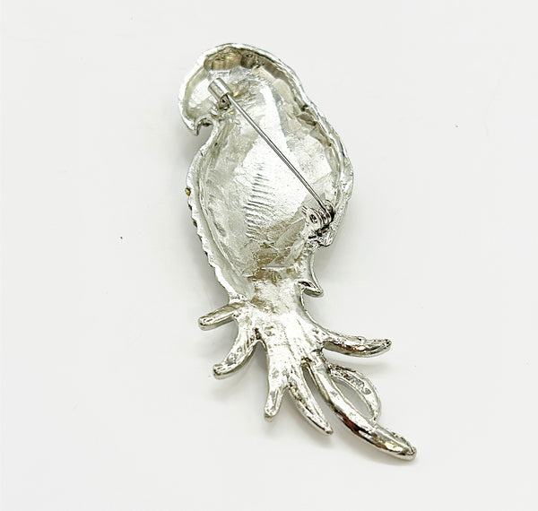 Large parrot bird statement brooch