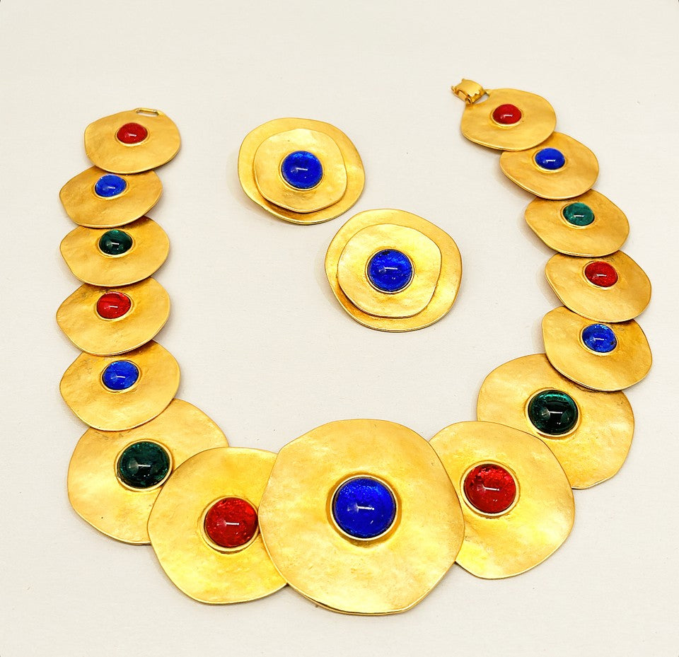 Vintage designer Les Bernard statement Egyptian style necklace