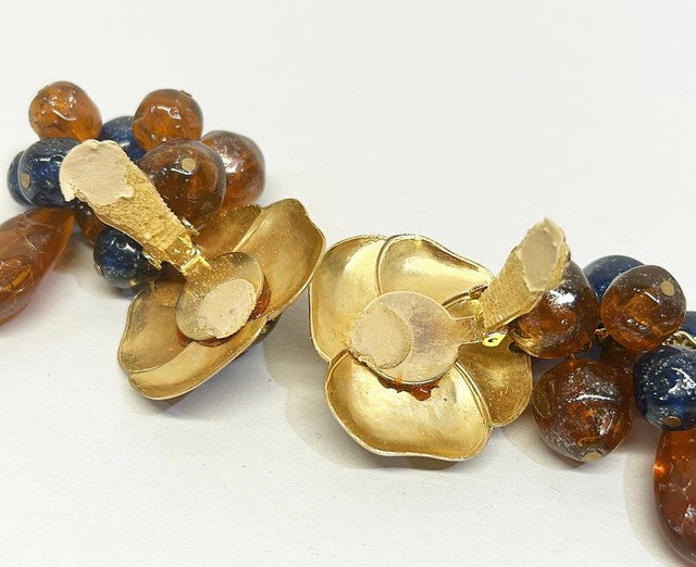 Vintage statement style clip on designer earrings