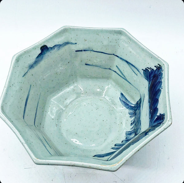 Vintage Hexagon Foot Stomped Bowl