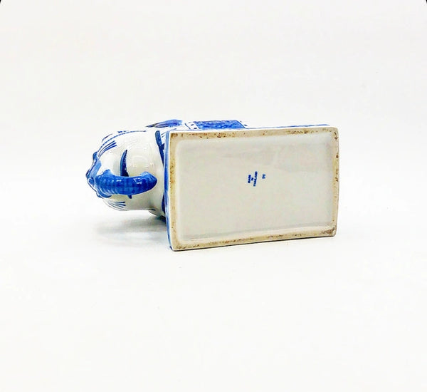 Vintage blue and white elephant planter.