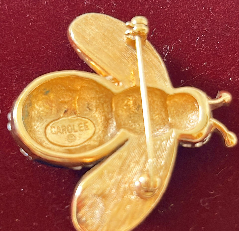 Vintage classic 80s signed Carolee larger scale bumble bee brooch.