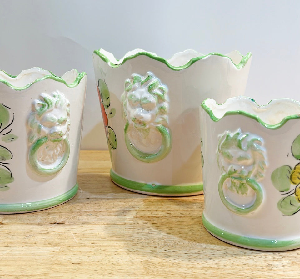 1960s vintage set of 3 matching cachepots.