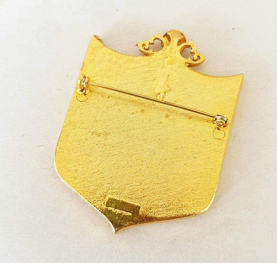 Signed rare Kramer family shield style couture style brooch.