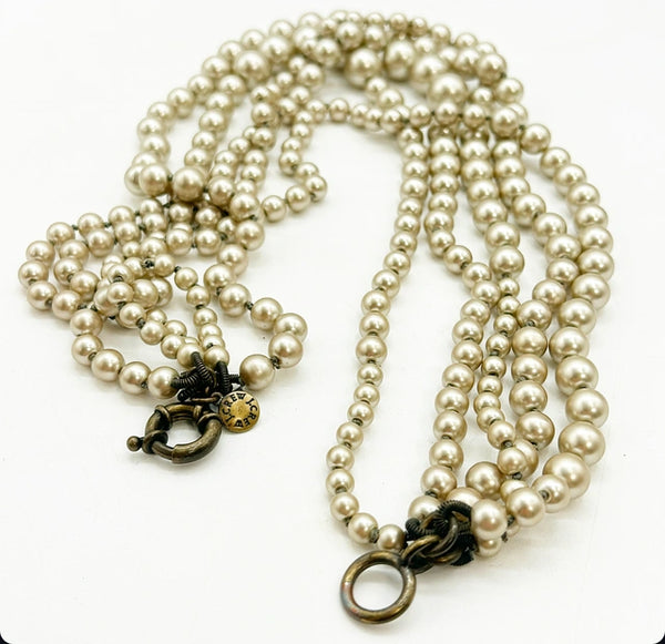 Fabulous vintage statement, faux pearl cluster necklace