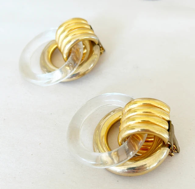 80’s large clip on statement door knocker style earrings.