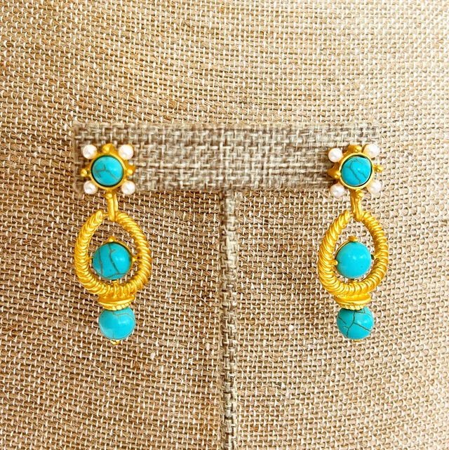 Beautiful faux turquoise pierced earrings.