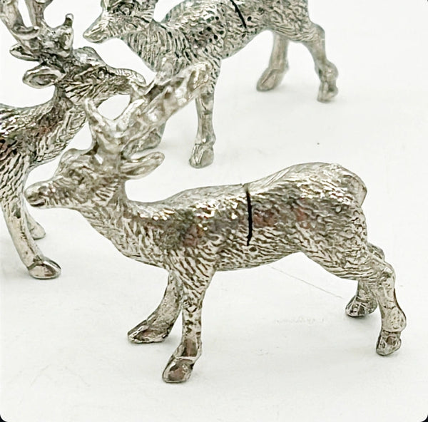 Fun set of 8 silver metal colored deer place card holders