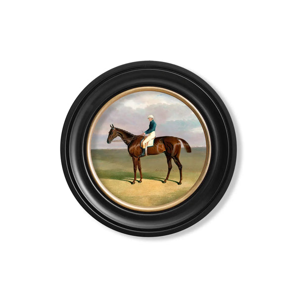 C.1840 Horse and Jockey - Round Frame 18x18