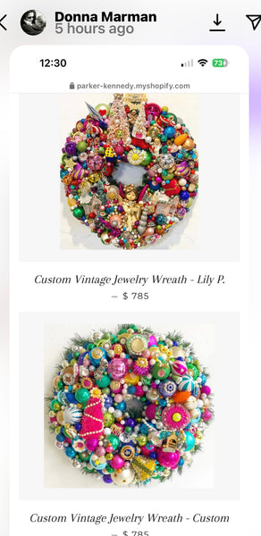 Custom Lilly vintage jewelry wreath