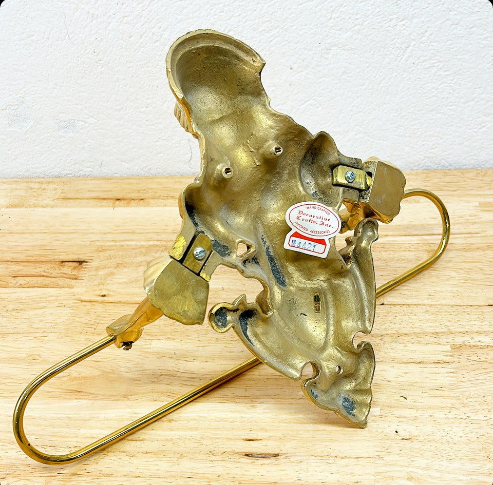 1980s sold brass decorative wall mounted guest towel holder.