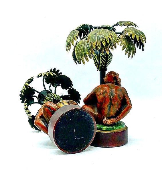 Tole Monkey Candle Sticks - Pair