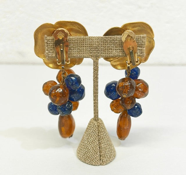 Vintage statement style clip on designer earrings