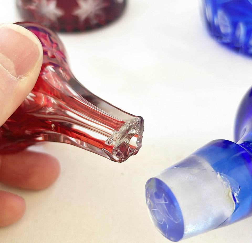 Beautiful collection of vintage liquor decanters.