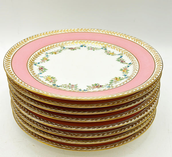 Set of 8 antique French Limoges stamped dinner plates by Ovington Brothers France.