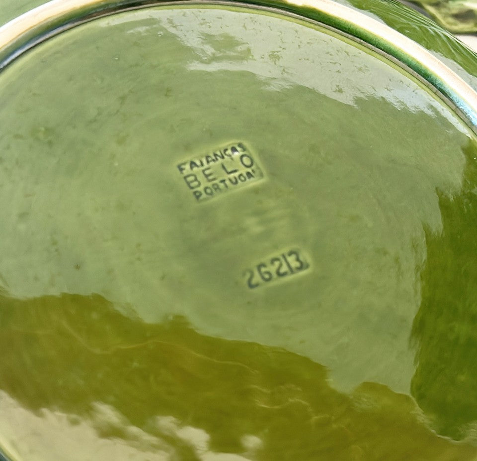 Set of 6 matching 1960s stamped FAIANCAS BELO PORTUGAL green cabbage plates
