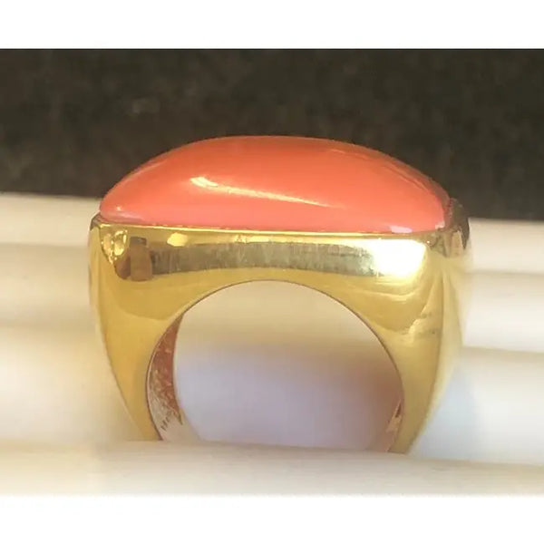 Large square cabochon resin Gold Designer Mirror polished gold Ring.