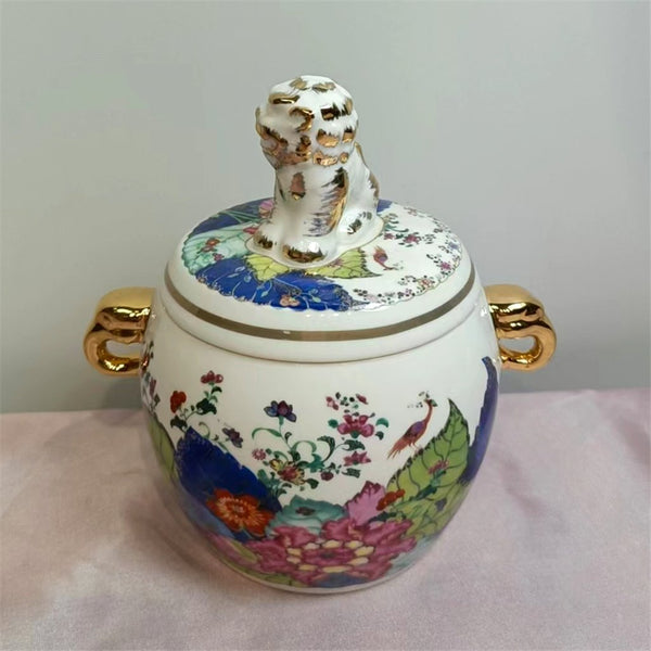 Porcelain Lidded Box -Tobacco Leaf