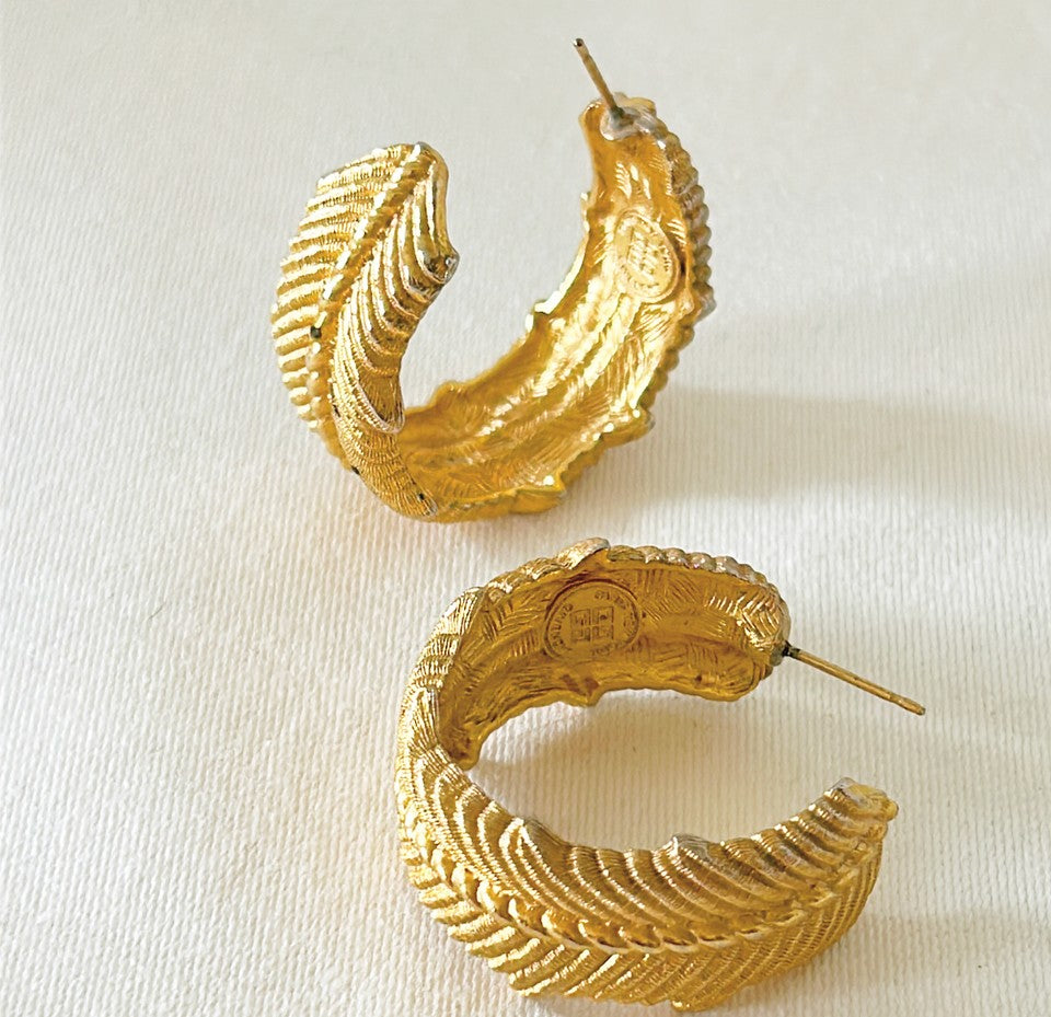 Fantastic 80s signed Givenchy thick statement hoop pierced style earrings.
