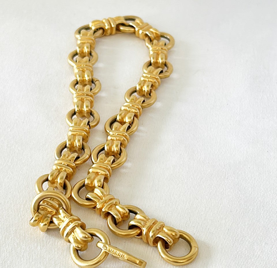 Signed Robert Lee Morris thick gold link designer necklace