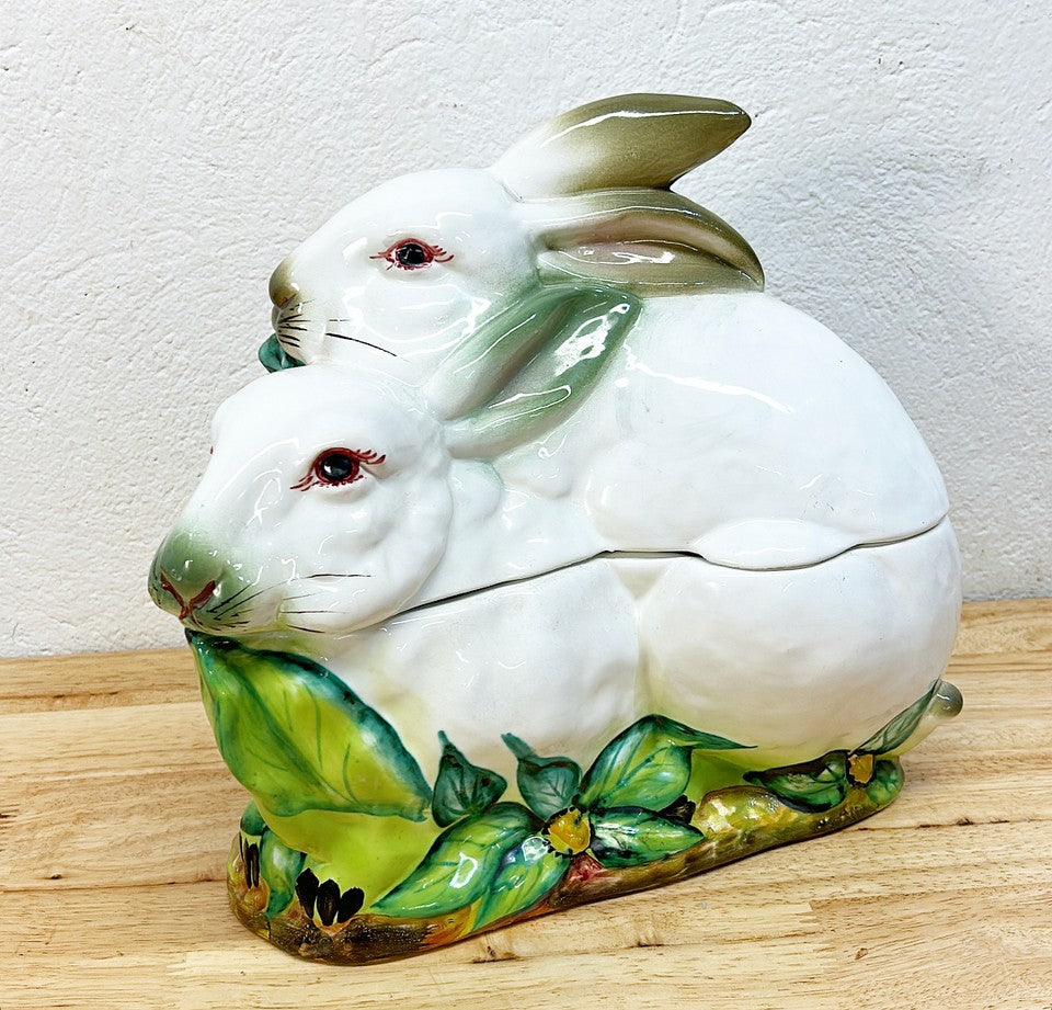 Life size vintage Italian bunnies tureen