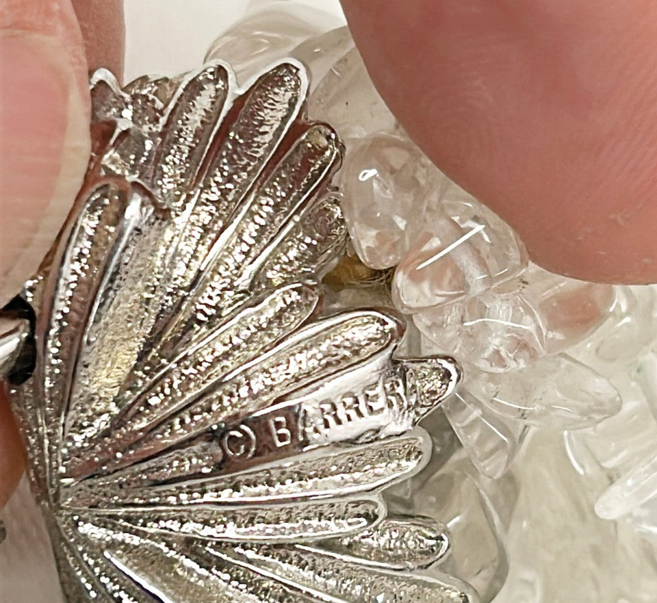 Fabulous signed Barrera statement 6 strand cluster necklace with silver tone metal statement clasp.
