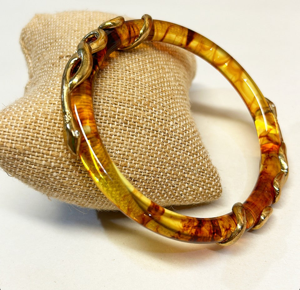 Rare vintage acrylic tortoise style bangle bracelet