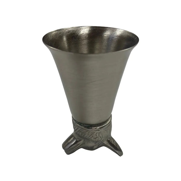 Pewter-Plated Fox Head Stirrup Cup, Jigger, Shot Glass- S/4