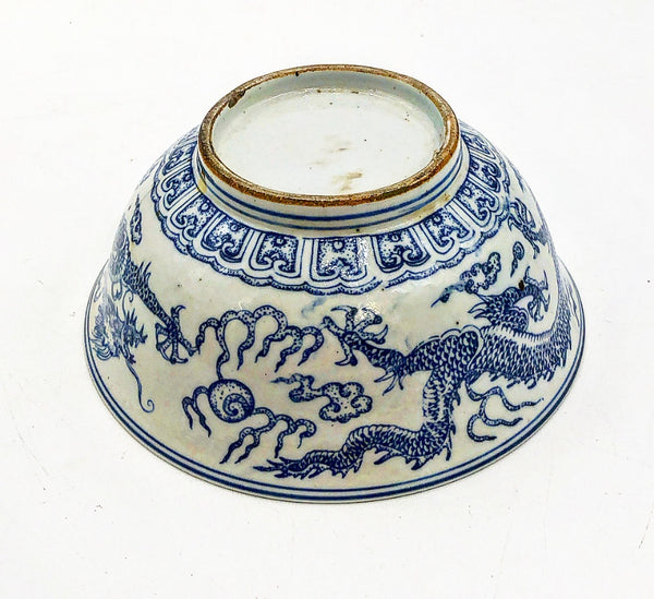 Blue and White Chinoiserie Mud Stomped Bowl