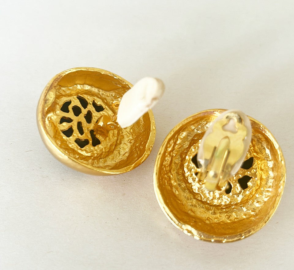 Large statement quality made couture style clip on earrings from the late 80