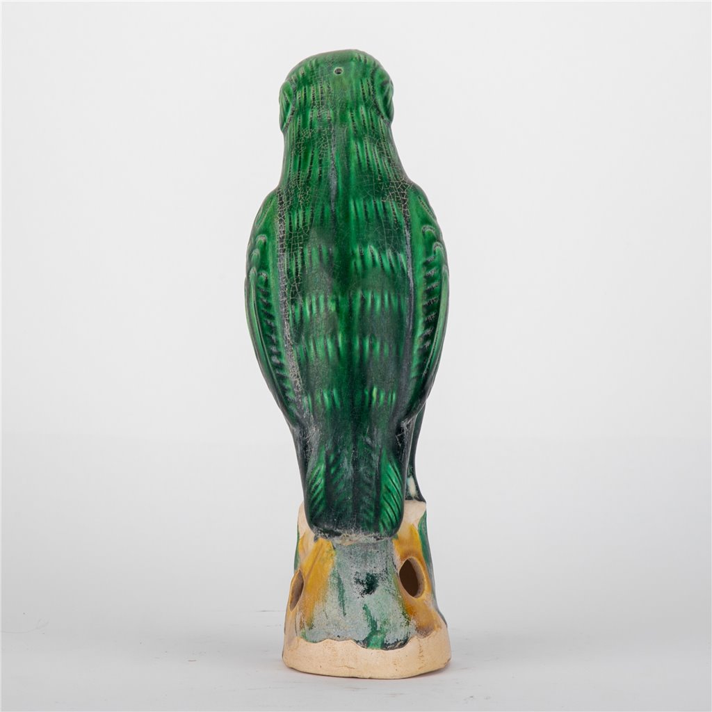 Antiqued Finish Green Bird Figurine - Pair