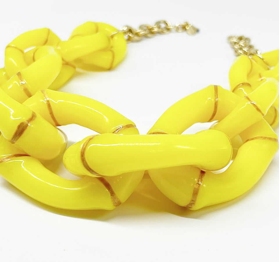 "The Lily"  Bamboo Link Necklace - Yellow