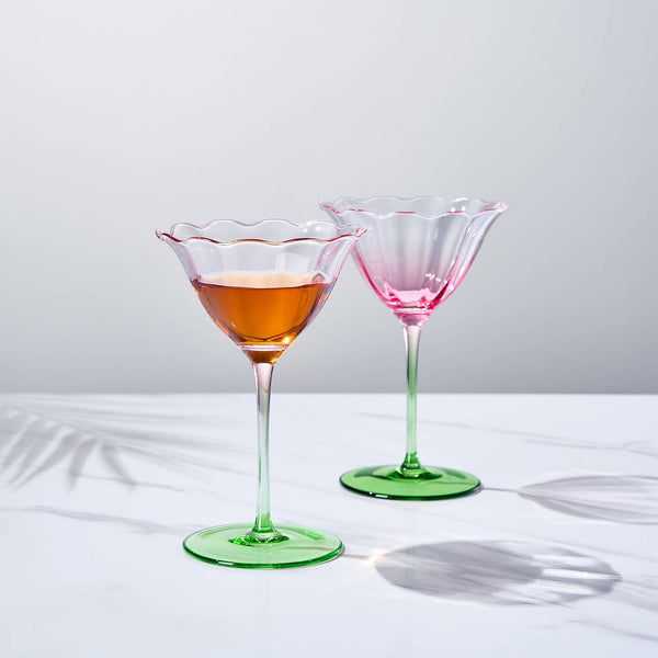 Tulip-Shaped Champagne Coupe Glass | Set of 2 | 6 oz