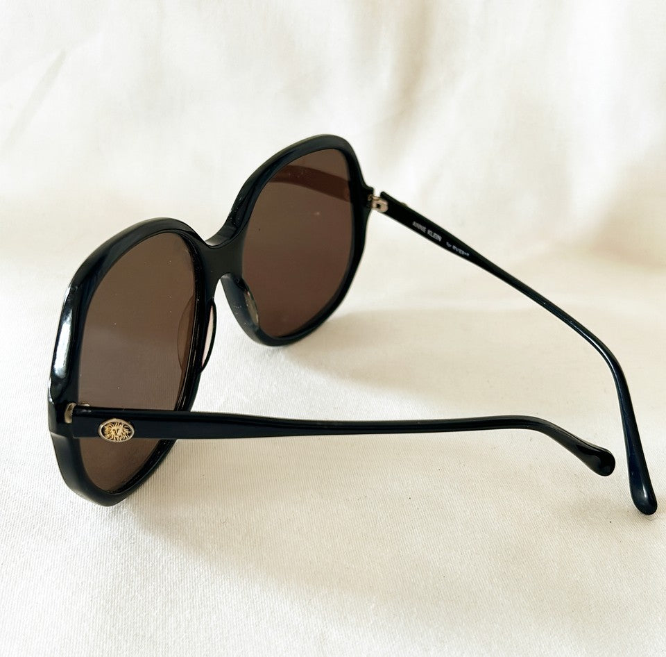 Fabulous 80s Anne Klein black designer large scale sunglasses.